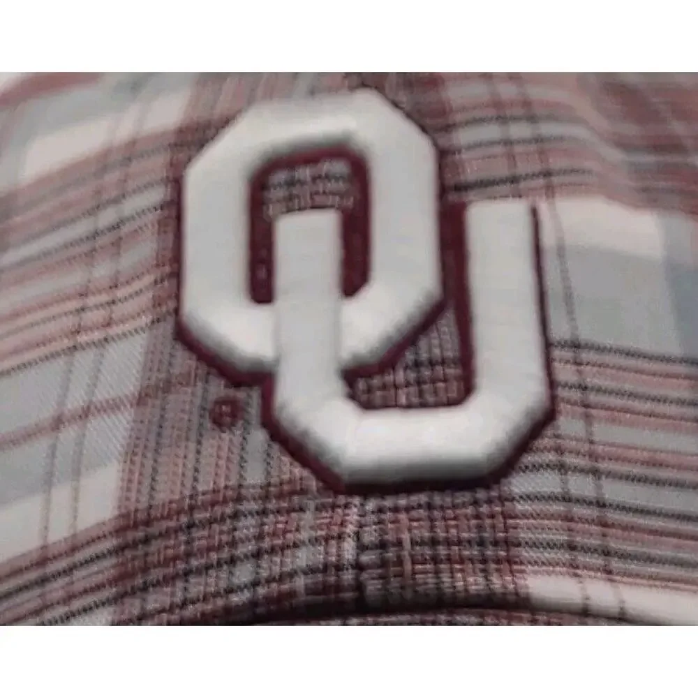 OU Oklahoma Sooners‎ Hat Cap Strap Back Red Plaid White Football